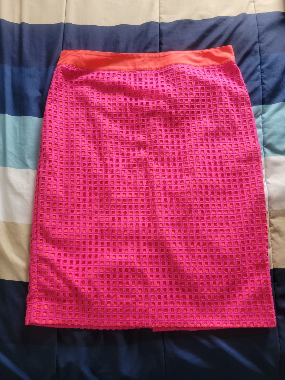Talbots Bright Pink Eyelet Pencil Skirt. Great used Condition